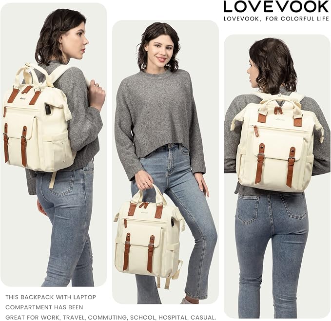 LOVEVOOK Laptop Backpack for Women Work Travel, Large Capacity Computer - Image 2
