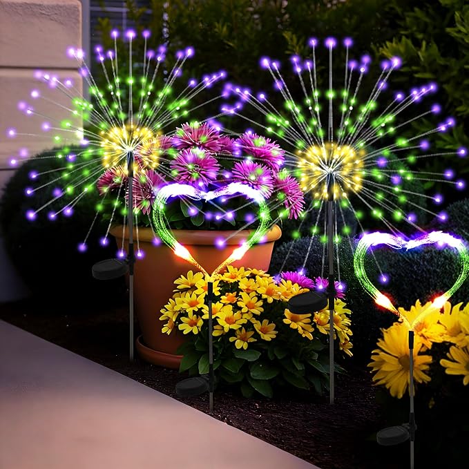 PEVOROS Garden Decor Solar Lights Outdoor, 4 Pack 120LED Waterproof Colorful by PEVOROS