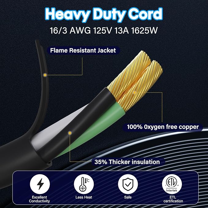 Adoreen Outdoor Power Extension Cord 50 Ft/2 Pack, 3 Prong 16 AWG Grounded Wire - Image 4