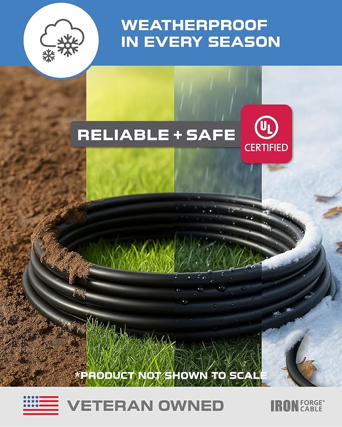 Iron Forge Cable Black Outdoor Extension Cord Waterproof 8 ft - Image 2