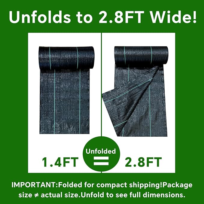 Weed Barrier Landscape Fabric Heavy Duty,3.2 OZ Premium Garden Weed Blocker Fabric for Weed Control, Plastic Ground Cover with Woven Weed Cloth,Durable Landscaping Fabric (2.8 X 50FT)