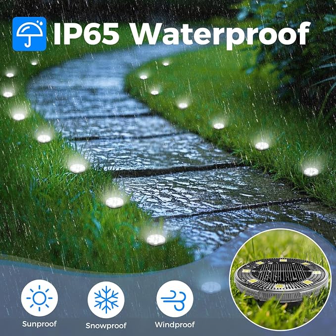 Peasur Mini Solar Ground Lights, 2 Pack Flat Solar Disc Lights Outdoor - Image 4