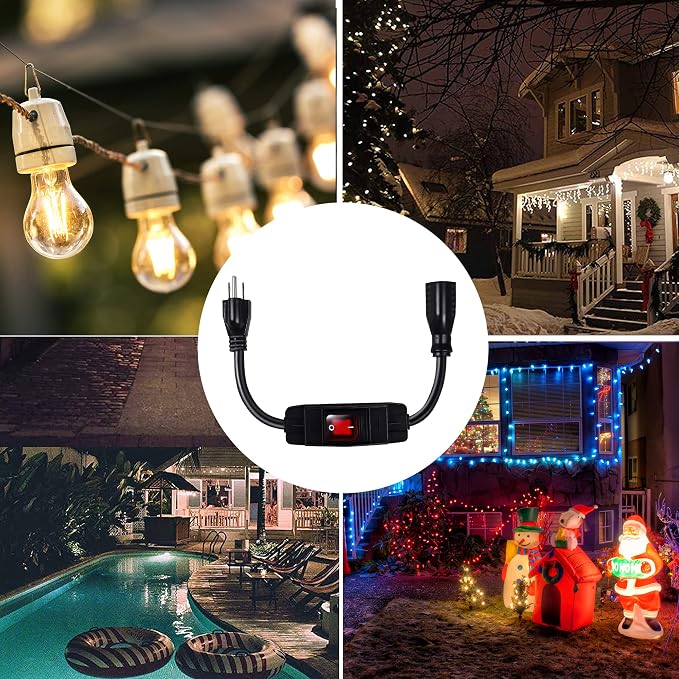 Outdoor Waterproof On/Off Switch Extension Cord, Heavy Duty 125v/250v Black - Image 6