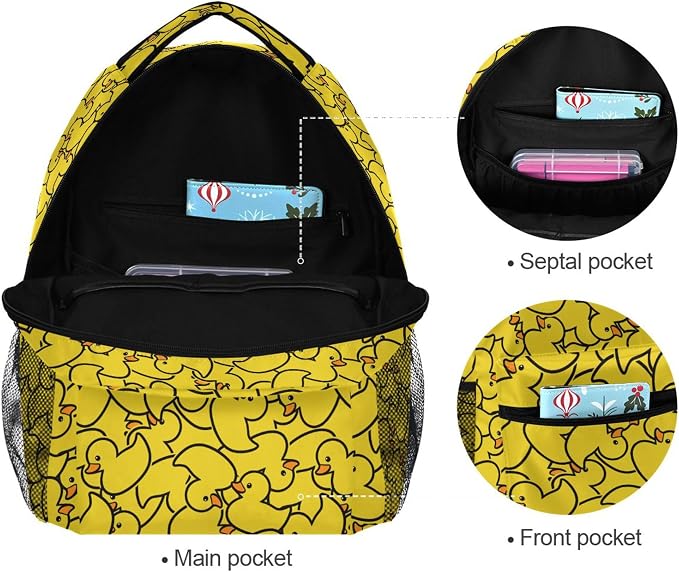 Wamika Yellow Ducks Backpack Farm Cartoon Animals School Backpacks Preschool - Image 3