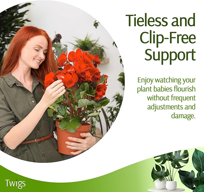 Plant Support Stakes, Stem Holder Structures for Indoor & Outdoor Use, Garden Accessories for Climbing & Potted Plants, Trellis Alternative - Begonia Red, 10 Pack, 22" L, Original