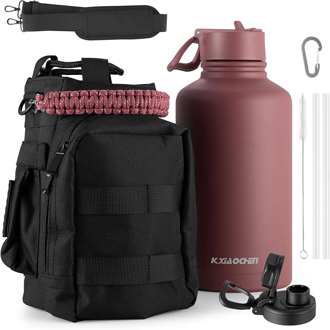 KXIAOCHEN Insulated Water Bottle, Stainless Steel Water Bottle, 2 Lids by KXIAOCHEN