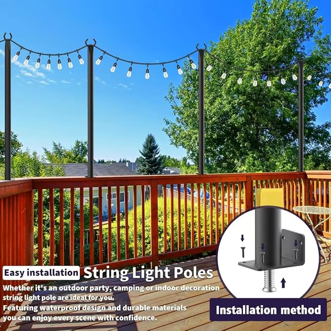 AHRLHR 5 Ft String Light Poles 8 Pack, String Light Poles - Image 2