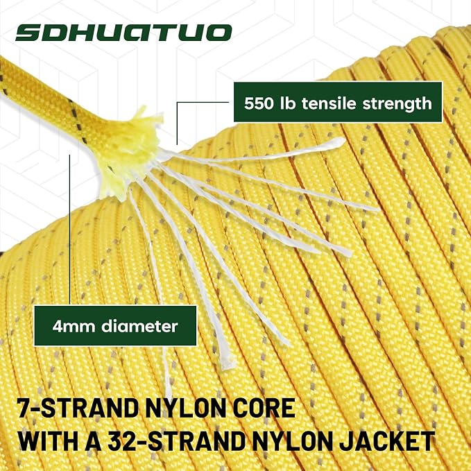 SDHUATUO Paracord Rope 500FT, 550lb Type III Nylon Parachute Cord 7-Strand Core - Image 5
