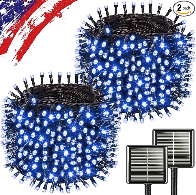 Upgrade Solar String Lights for Outside 2 Pack Total 180FT 500LED String Lights by KAQ