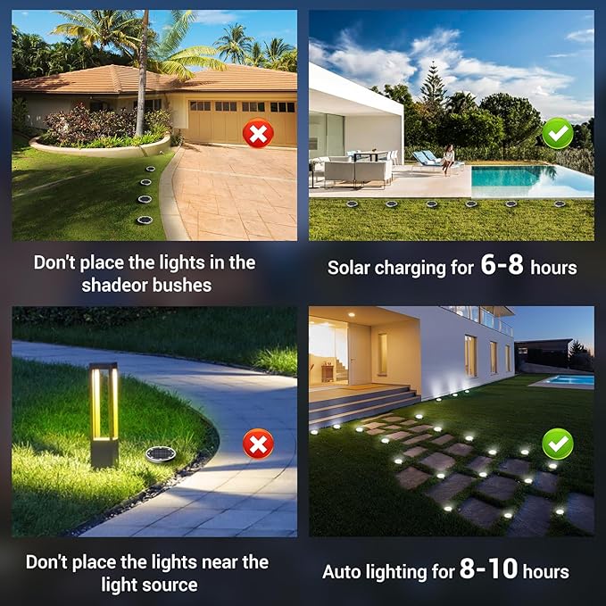 Peasur Solar Ground Lights Outdoor, 18 Pack Flat Solar Powered Disc Lights - Image 7