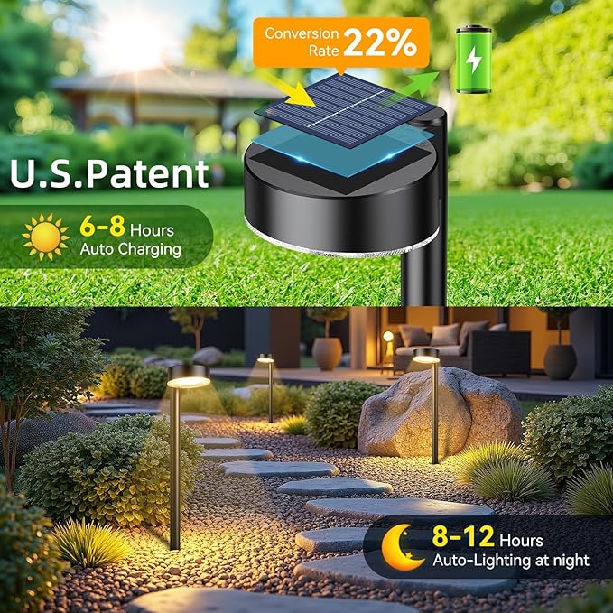 Ahaorigin 6 Pack Solar Pathway Lights Outdoor, 12 Brighter LED Solar Lights - Image 2