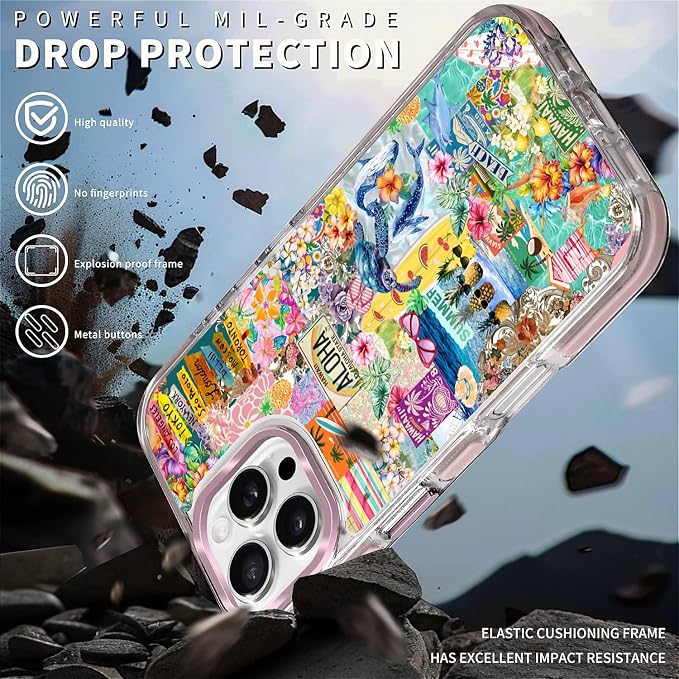 Case for iPhone 16 Pro Max, Hawaii Aloha Cover Coastal Beach Collage Phone Case - Image 5