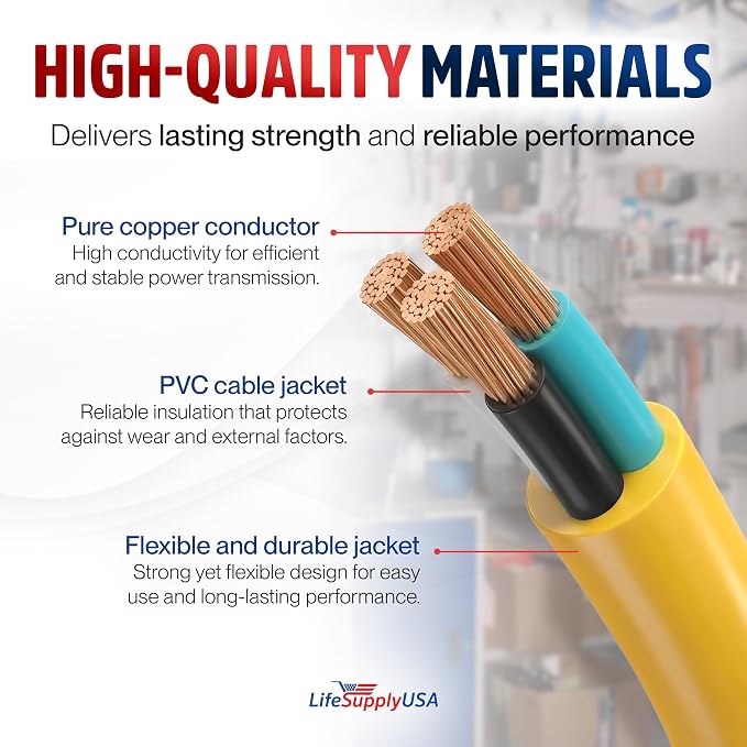 25ft Outdoor/Indoor Extension Cord 12/3 Gauge Extra Heavy Duty 3 Prong SJTW - Image 4
