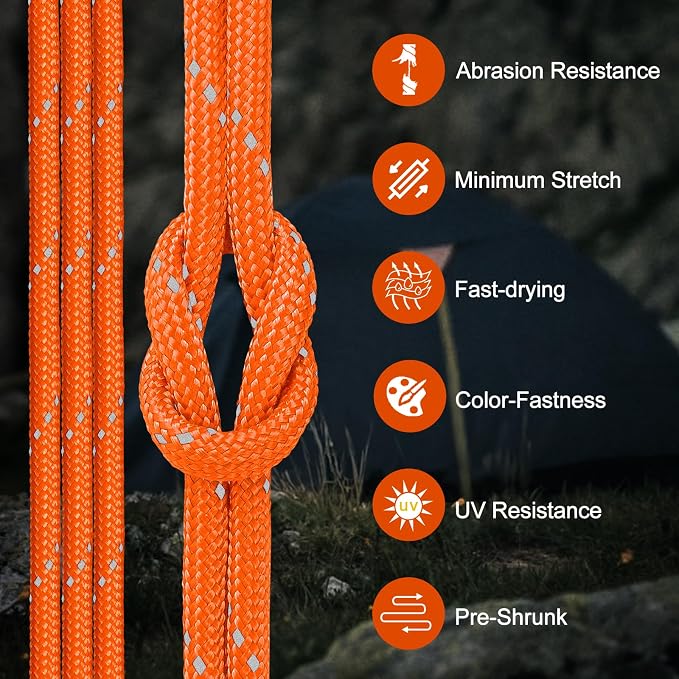 Reflective Parachute Rope 850Ib, 50/100/200/500/1000ft 4MM 11 Strand Strong - Image 4