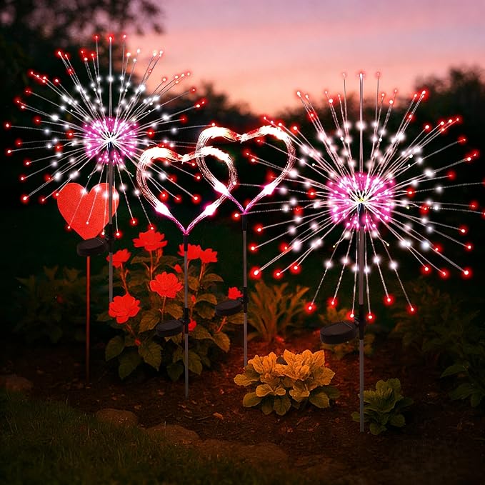 PEVOROS Garden Decor Solar Lights Outdoor, 4 Pack 120LED Waterproof Colorful by PEVOROS