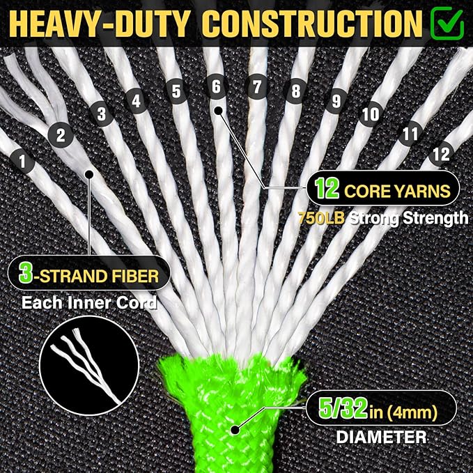 Paracord Rope 750 lb - 1000ft 5/32" Parachute Cord 4MM 12-Strand para Cord - - Image 3