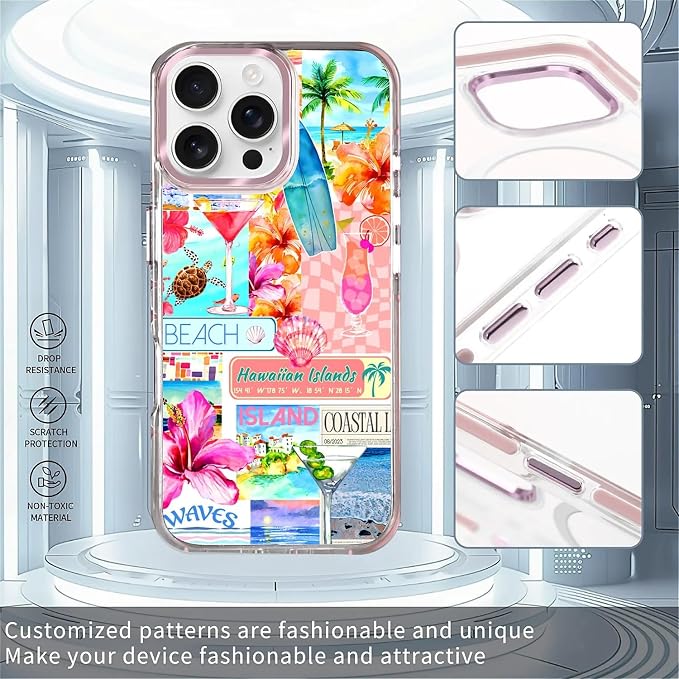 Case for iPhone 16 Pro, Coastal Beach Cover Coquette Collage Phone Case - Image 2