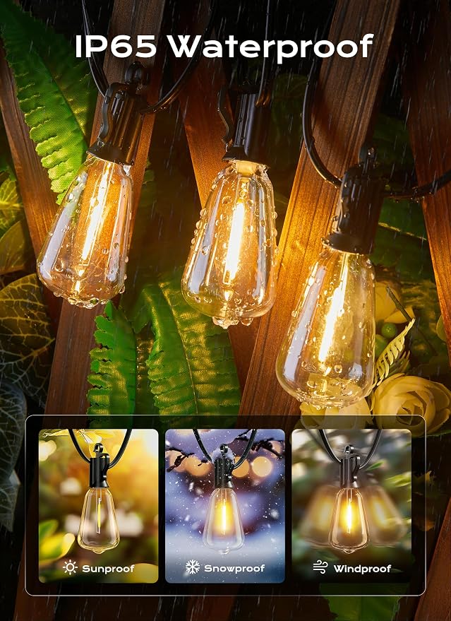 Brightown Outdoor String Lights, 150FT 47+2 LED ST38 LED Patio Lights - Image 3