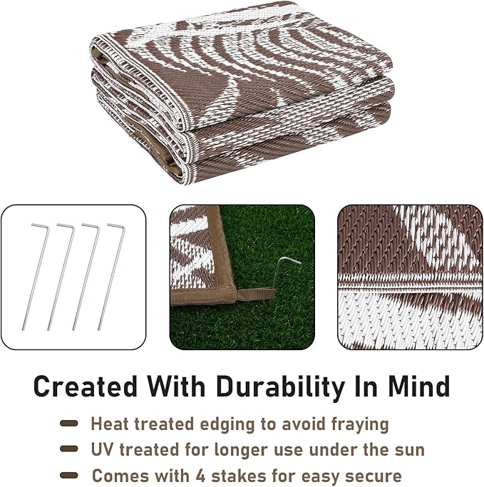 HiiARug Outdoor Rug 5x7Ft Outdoor Plastic Straw Rug Waterproof Outdoor Rugs for Patios Clearance Reversible Patio Mat Outdoor Carpet for Patio Camping Porch Deck RV Camper Backyard