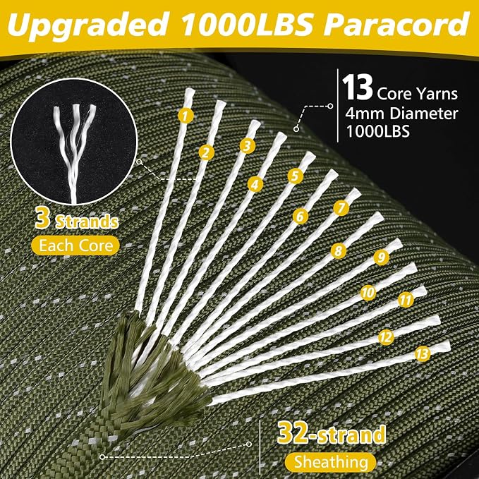 Paracord Reflective 4mm 1000lb, Paracord Rope, Parachute Cord, Camping Rope - Image 2