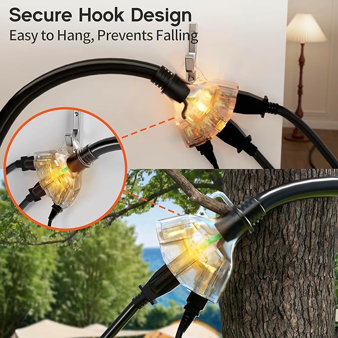6 ft 12 Gauge 3 Outlet Extension Cord Splitter - Image 5
