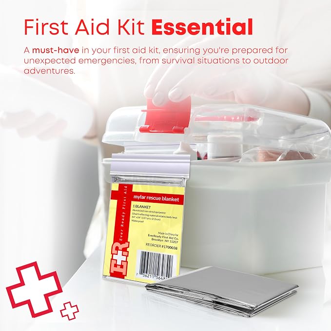 Ever Ready First Aid Mylar Rescue Blanket, Large Silver Thermal Sheet - Image 7