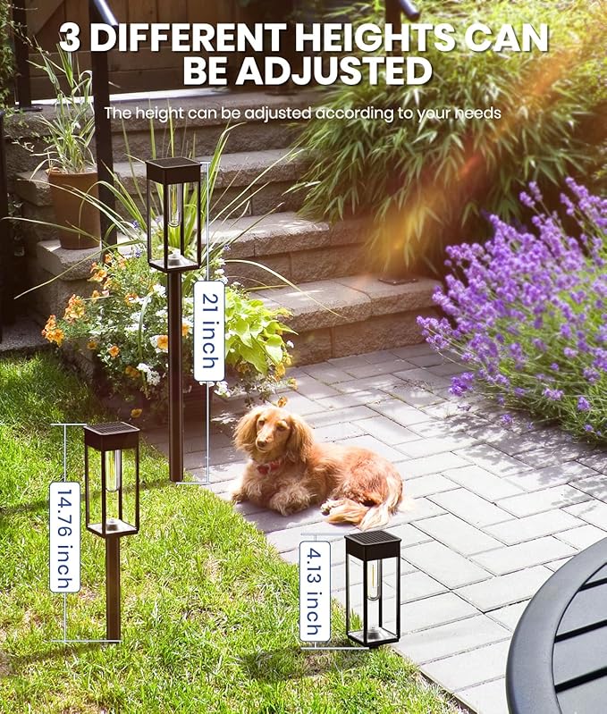 NEWMESSI Solar Pathway Lights for Outside, 4 Pack Garden Light Outdoor - Image 6