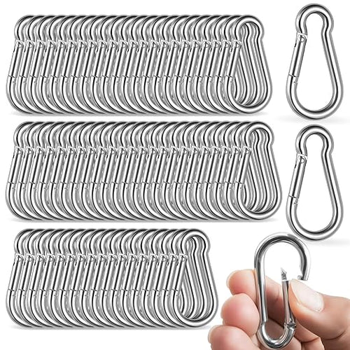 100 Pack M5 Spring Snap Hook Carabiner, Heavy Duty Galvanized Steel Quick Link by Zmpkhba
