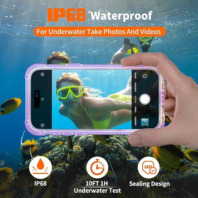for iPhone 15 Pro Waterproof Case, IP68 Underwater Case Built-in Screen - Image 3