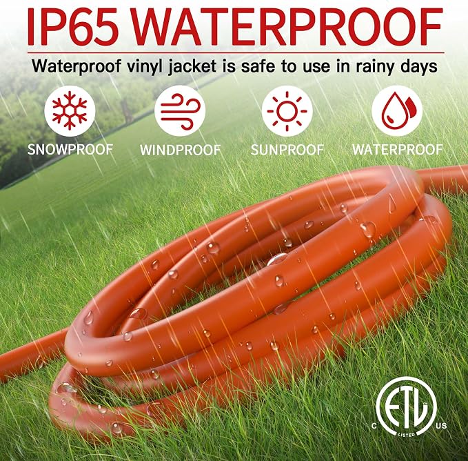 100 FT 14/3 Extension Cord Outdoor, Heavy Duty Weatherproof & Flame Retardant - Image 7