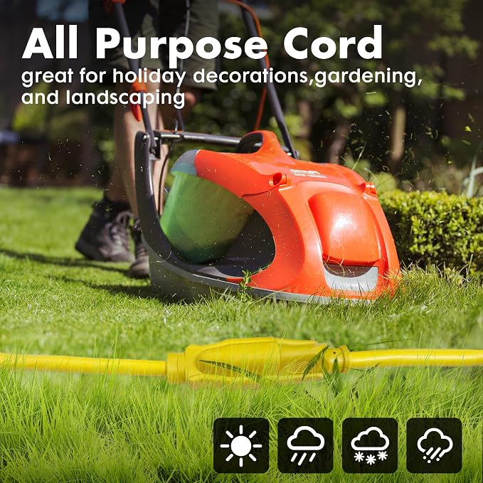 1ft Yellow Extension Cord Waterproof, UL Listed, 10/3 SJTW Heavy Duty 3 Prong - Image 4