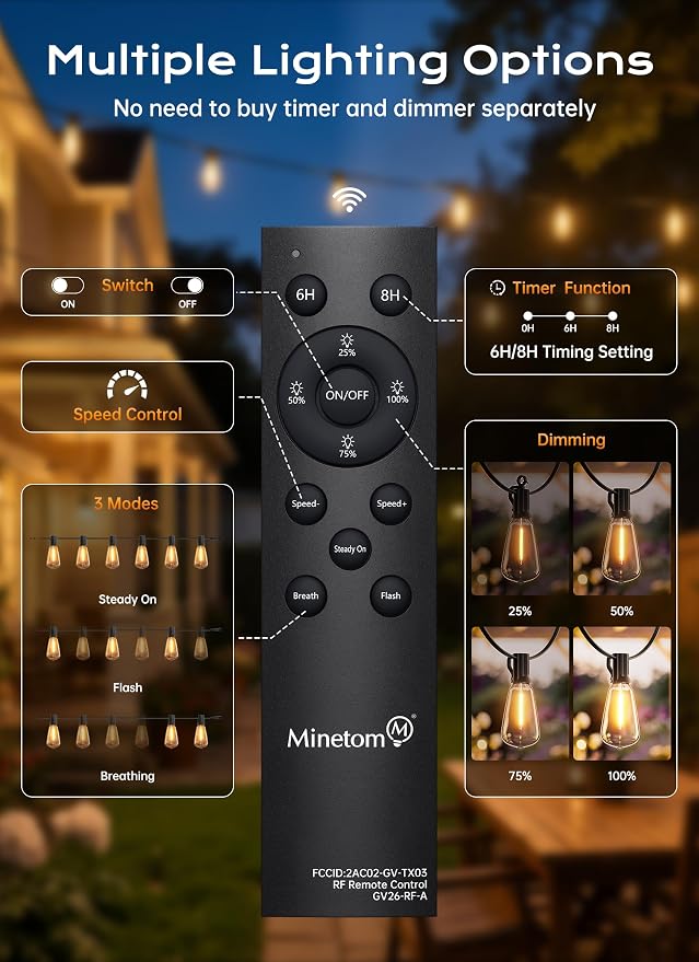 Minetom 100FT Outdoor String Lights - Image 5