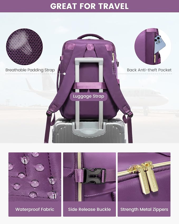 LOVEVOOK Large Travel Backpack for Women, TSA Carry on Backpack for Airplanes - Image 7