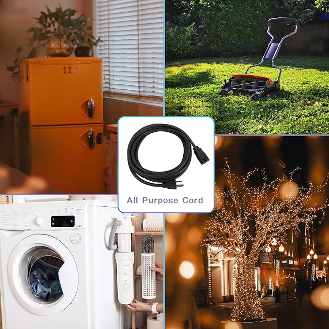 Extension Cord 6 FT, Outdoor 16/3 SJTW Weatherproof Black Electrical Cords - Image 8