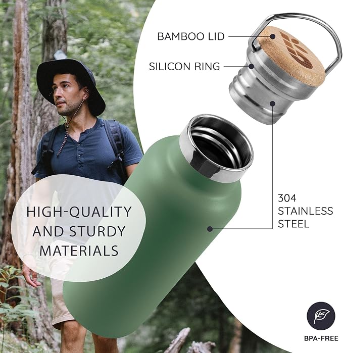 Bambaw 32oz Insulated Water Bottle, Metal Water Bottle Stainless Steel Great - Image 2