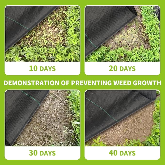 3x100ft 3.2OZ, Weed Barrier Landscape Fabric Heavy Duty, Woven Weed Control Fabric, High Permeability Good for Flower Bed, Geotextile Fabric Underlayment, Driveway (3ft*100ft)