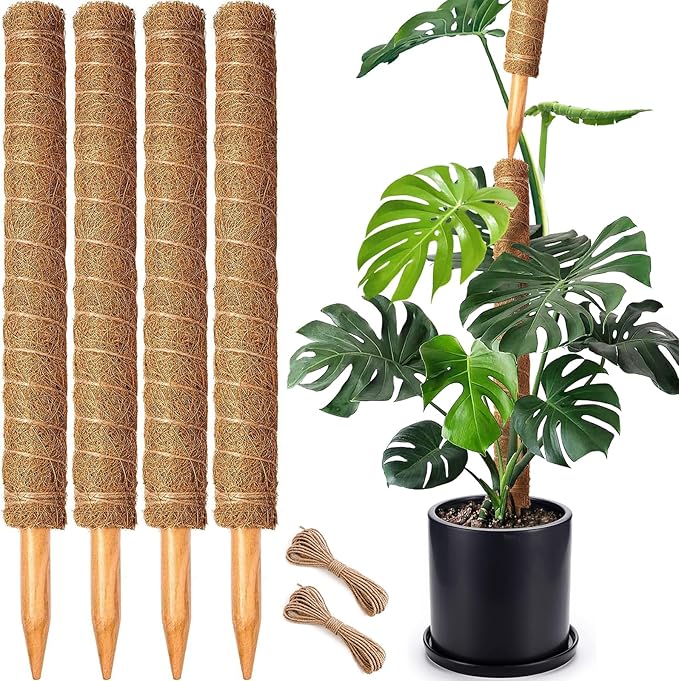 4 Pack 22 Inch Moss Poles, Stackable Moss Pole for Plants Monstera, 70 Inch Tall Moss Poles for Climbing Plants Indoor, Coir Totem Plant Support Stakes Stand for Potted Plants, Pothos