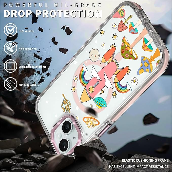 Case for iPhone 15, Spaceship Mushroom Phone Case Design，for Women Girls - Image 5