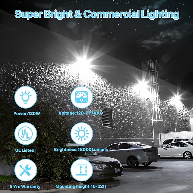HYPERLITE LED Wall Pack Light: 120W 18000LM Glass Lens Wall Pack LED Exterior - Image 4