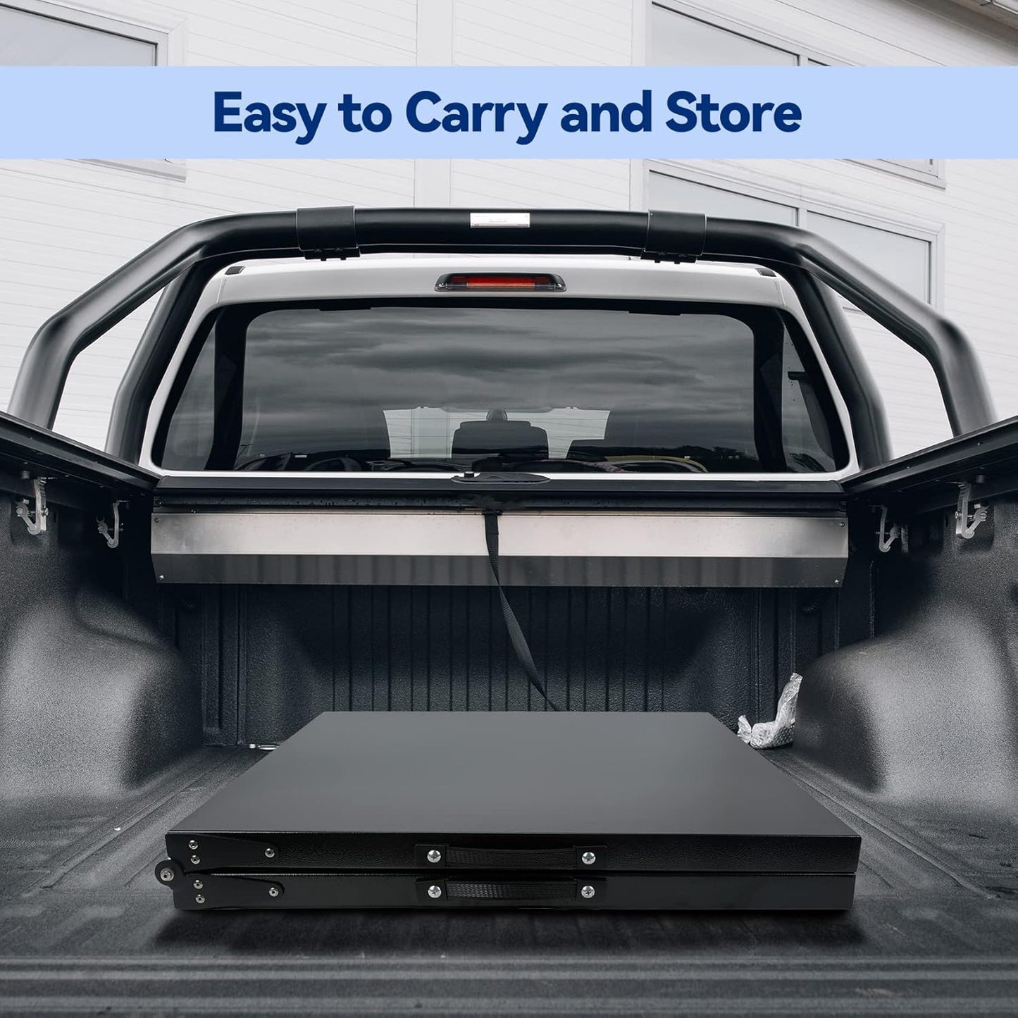 Skyflame Folding Camping Table with Adjustable Height Legs, Black Metal Portable Outdoor Grill Stand Table with Handle for BBQ, Grilling, Camping Trip, RV, Picnic, Backyards, Tailgating