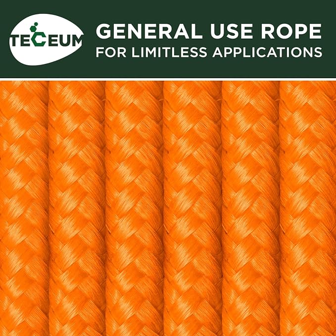 TECEUM Rope – 90 Feet x 1/4 Inch – Orange Yellow – Strong All-Purpose Utility - Image 9