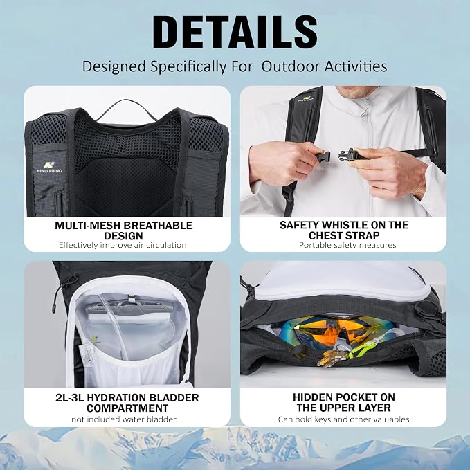 N NEVO RHINO Small Hiking & Trekking Backpack, 10L Lightweight Travel Backpack - Image 6