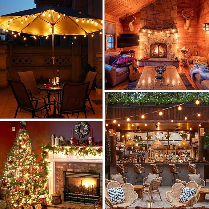 100ft 2-Pack Outdoor G40 LED Globe String Lights Dimmable Waterproof - Image 7