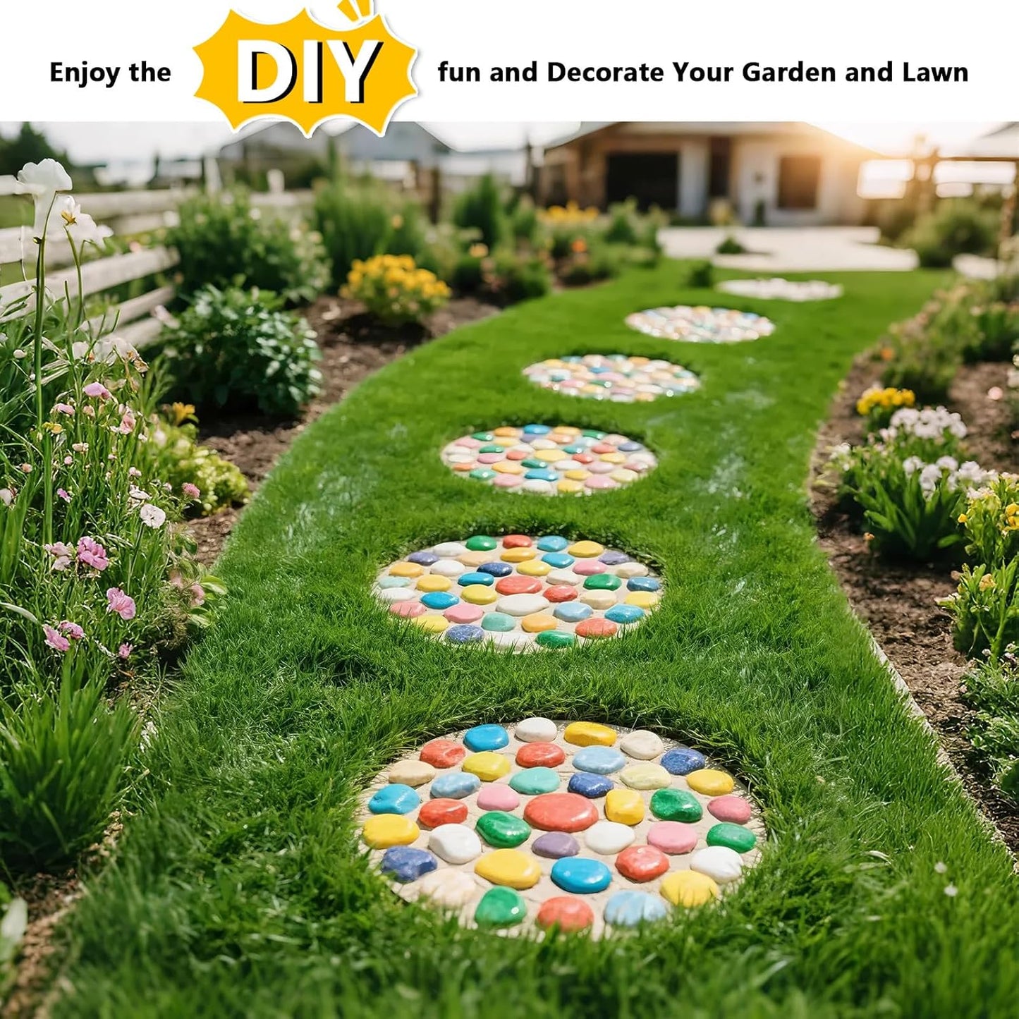 6Pcs Round Stepping Stone Mold, 3 Size Cement Molds for Concrete, 10" 11.4" 12.6" Plastic Concrete Molds for Casting Garden Pavement and Walkway