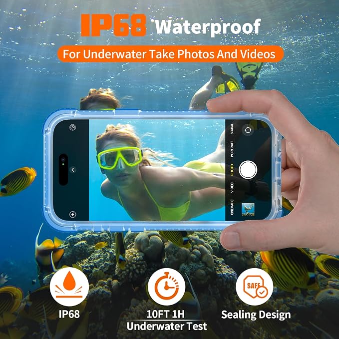 for iPhone 15 Pro Waterproof Case, IP68 Underwater Case Built-in Screen - Image 3
