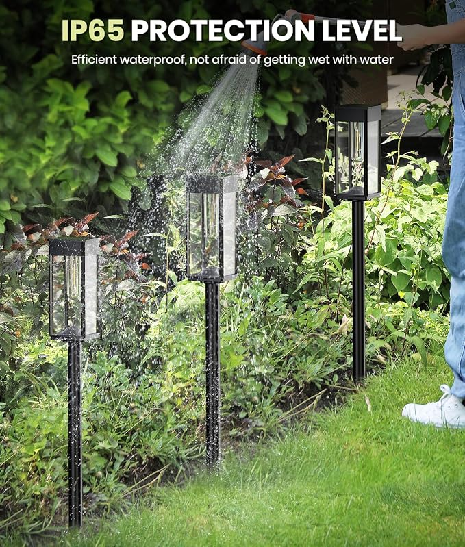 NEWMESSI 8 Pack Bright Solar Pathway Lights Outdoor, IP65 Waterproof Auto - Image 4