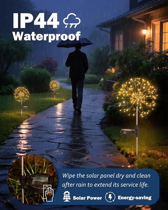 Solar Garden Lights Outdoor Yard Decorations, 2 Pack 150Leds Pathway Lights - Image 8