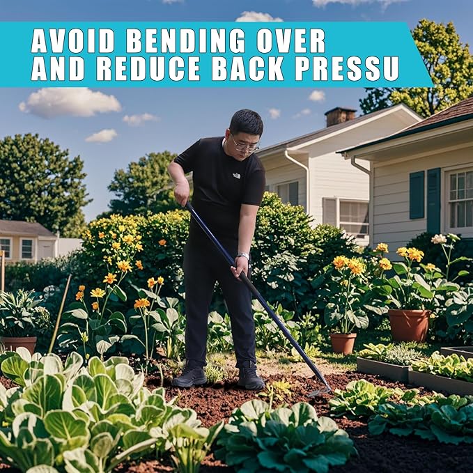 WIKER Hoe Garden Tool,Garden Hoe for Weeding,Weed Puller Tool with Fiberglass Handle,57inches,Blue