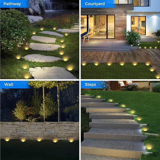Peasur Mini Solar Ground Lights, 6 Pack Flat Solar Disc Lights Outdoor - Image 6