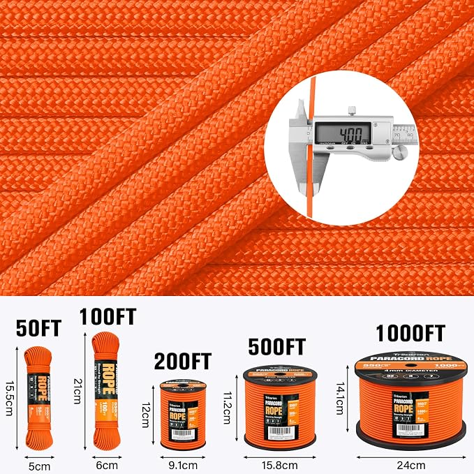 Paracord Rope 550 lb - 500ft 5/32" Parachute Cord 4MM 7-Strand para Cord - - Image 5